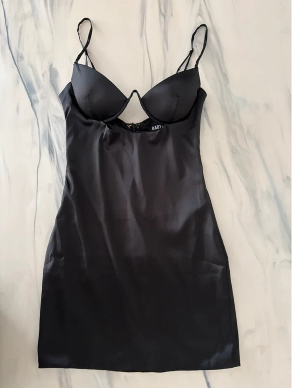 Babyboo Black Satin Underwire Bustier Mini Dress